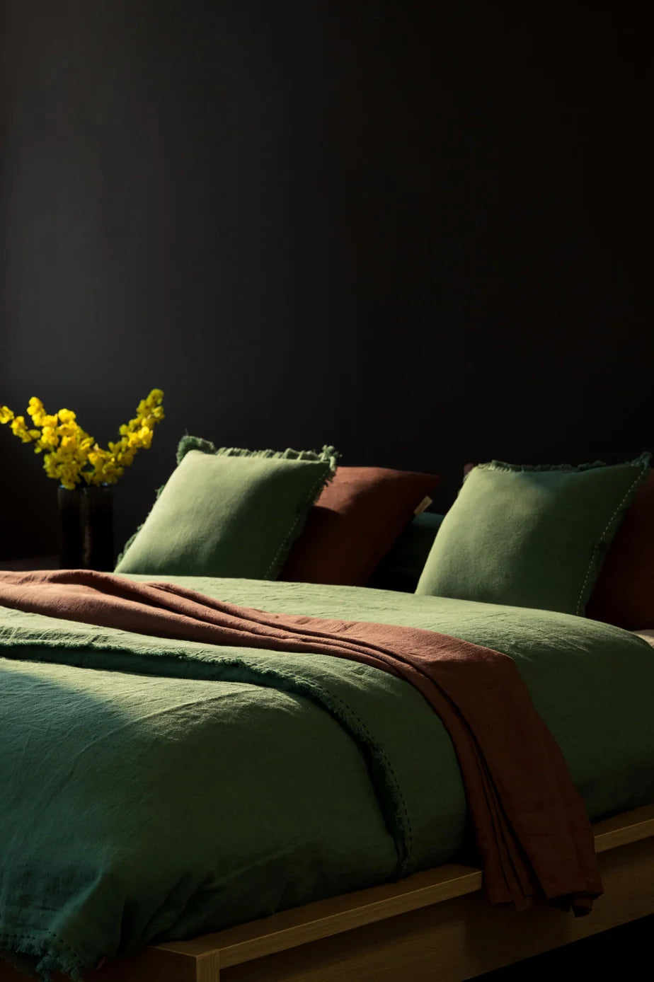 Linen Fringe Me Kantha Duvet Cover Set