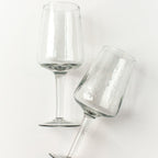 Handblown Hammered Wine Glasses, Clear - Set of 4