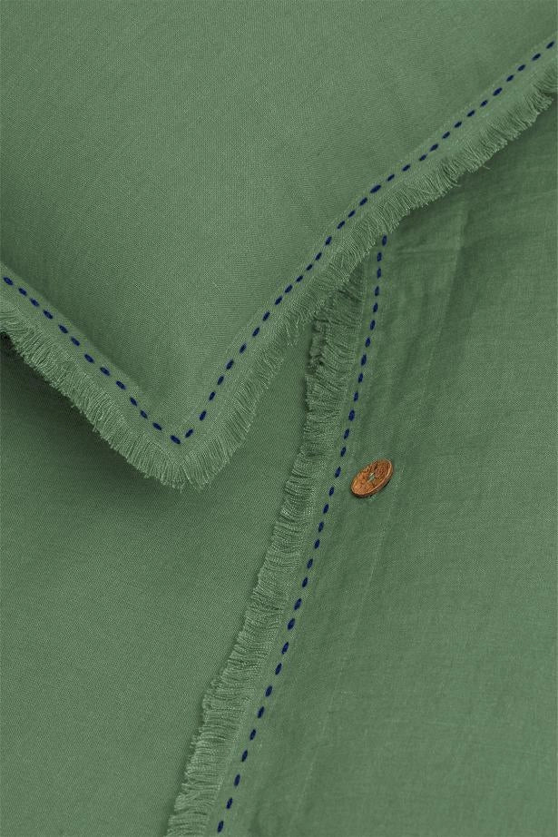 Linen Fringe Me Kantha Duvet Cover Set