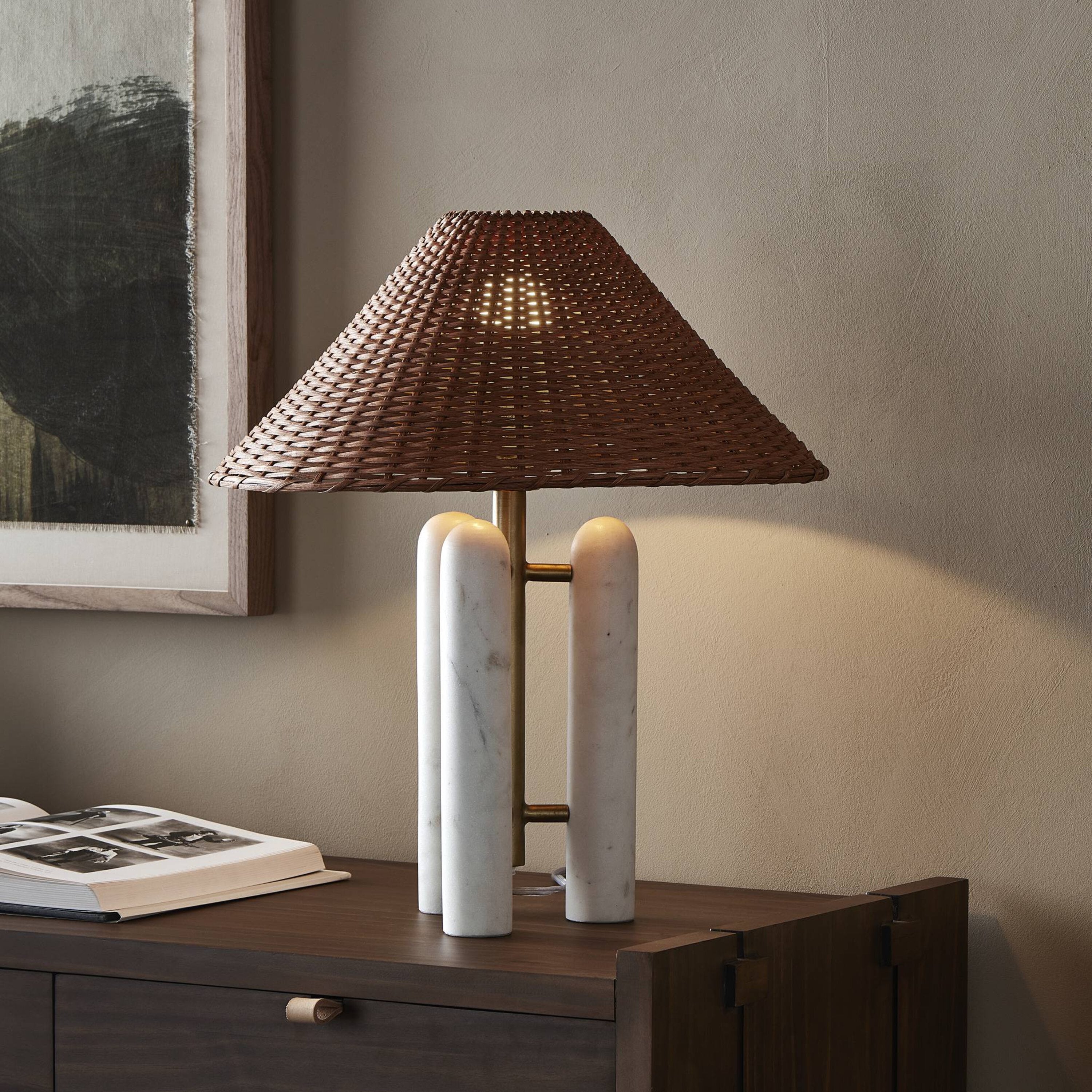 Medici Table Lamp, Brown Rattan Shade