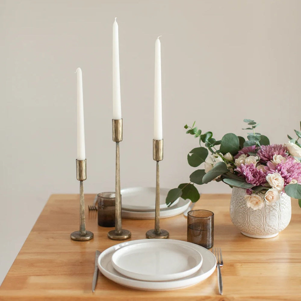 Dante Brass Candlesticks - Set of 3