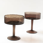 Handblown Hammered Coupe Cocktail Glasses in Smoke - Set of 4
