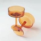 Handblown Hammered Coupe Cocktail Glasses in Amber - Set of 4