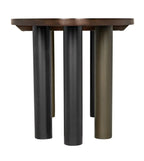Journal Oval Dining Table, Dark Walnut with Black & Aged Brass Iron Base
